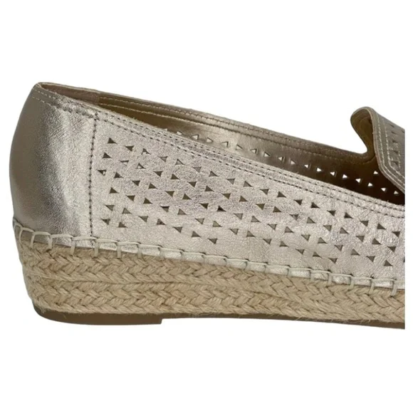 Bella Vita Womens Loafers 8.5M Channing Champagne Perforated Leather Jute - Picture 9 of 12